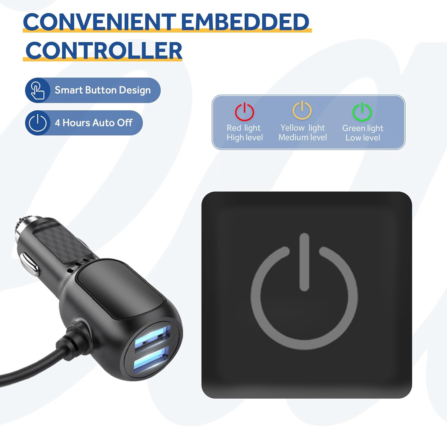 Sealy Manta térmica para automóvil de 12 voltios con 2 puertos de salida USB, 3 niveles de calefacción y apagado automático de 4 horas, manta
