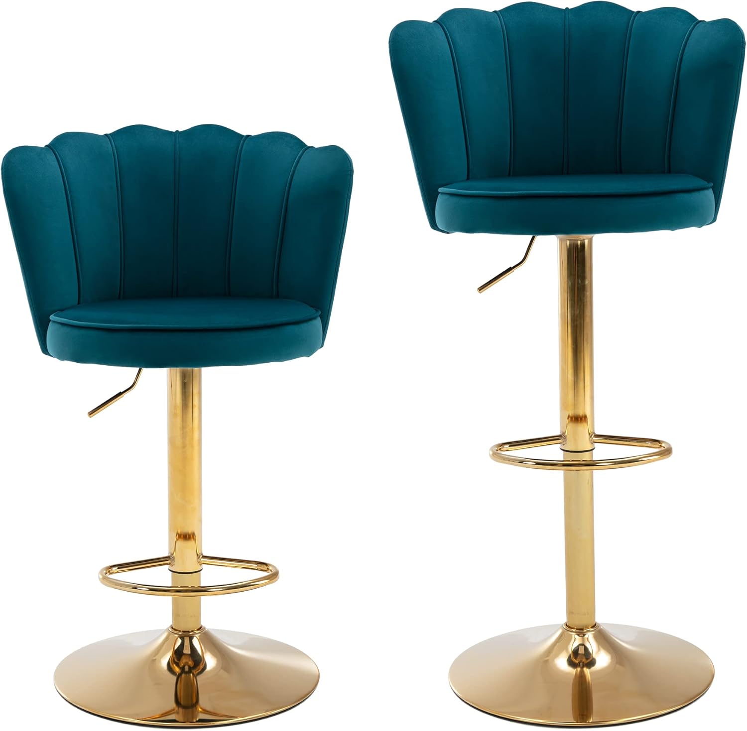 chairus Moderno juego de 2 taburetes de bar ajustables giratorios de altura de mostrador con base de metal dorado, cómodas sillas de bar tapizadas
