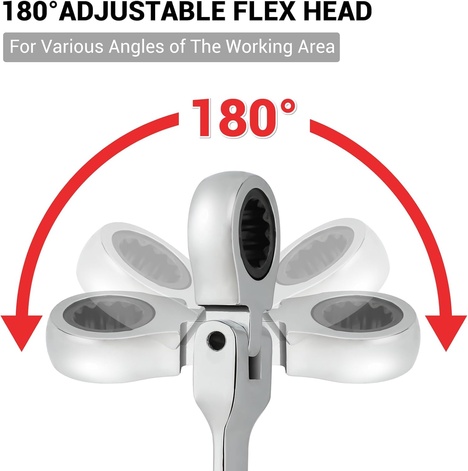 Pilida – Llave combinada de trinquete de 516 pulgadas SAE Flex Head con diseño de 12 puntos, trinquete de 72 dientes, acero CR-V