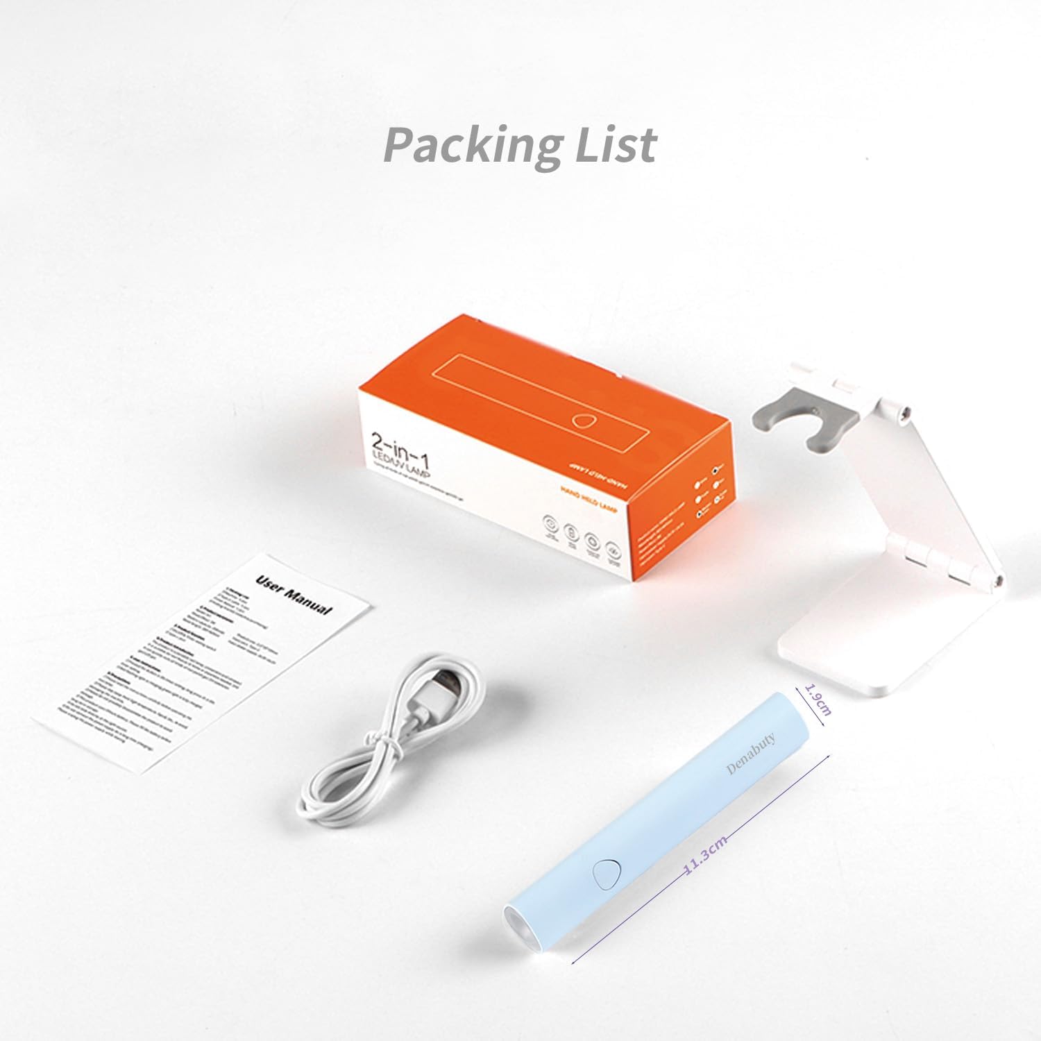 Luz UV para uñas de gel, mini lámpara LED U V de mano con soporte, secador de uñas portátil recargable USB inalámbrico, luz de uñas con 2