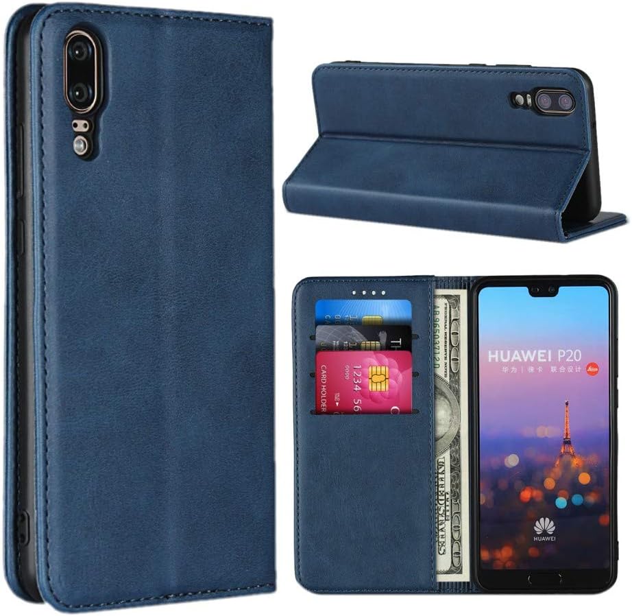 SunYoo Funda para Huawei P20, funda magnética de cuero con patrón de piel de vaca tipo libro con ranuras para tarjetascompartimento para efectivo