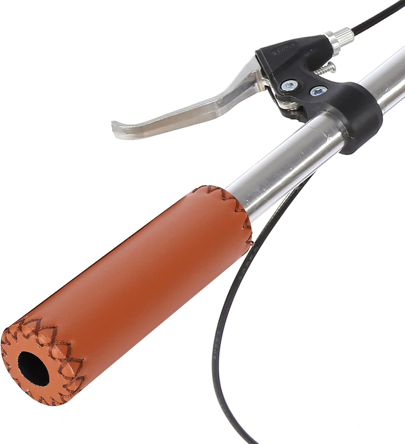 1 par de agarres de manillar de bicicleta de cuero artificial retro de tres colores con costura cosida a mano manija de bicicleta empuñaduras