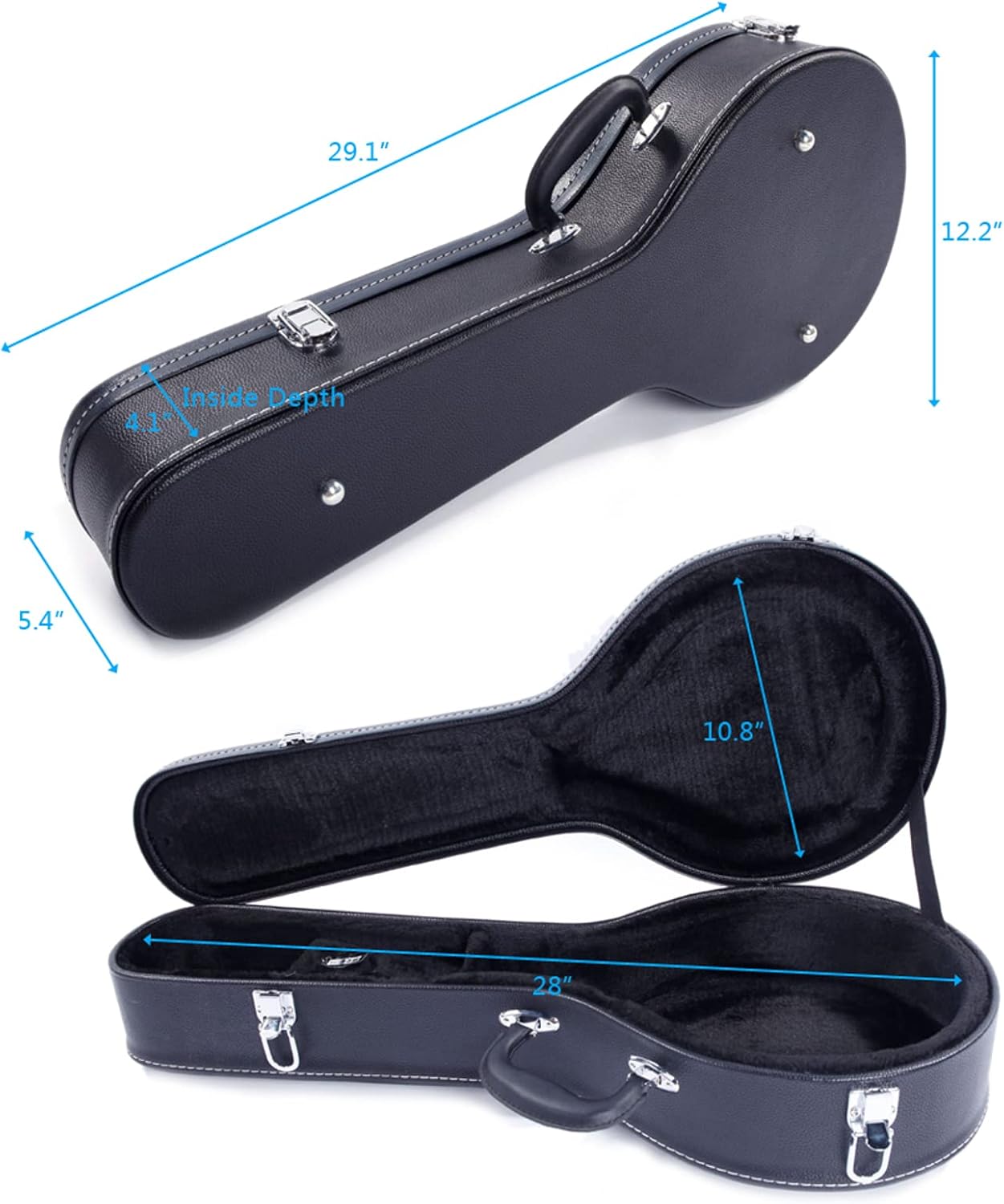 Ktaxon A-Style – Estuche rígido para mandolina, funda de piel rígida de lujo, funda protectora de madera con interior de felpa