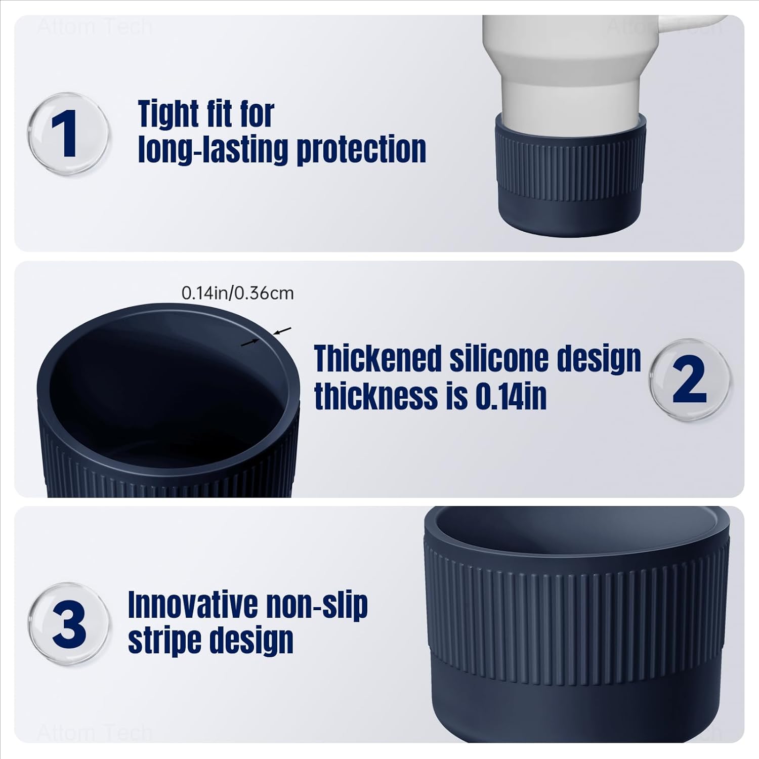 NiHome Protective Silicone Tumbler Boot 2PCS Heavy Duty, Anti-Slip Water Bottle Bottom Sleeve Stanley Cup Boots for Quencher H2.0