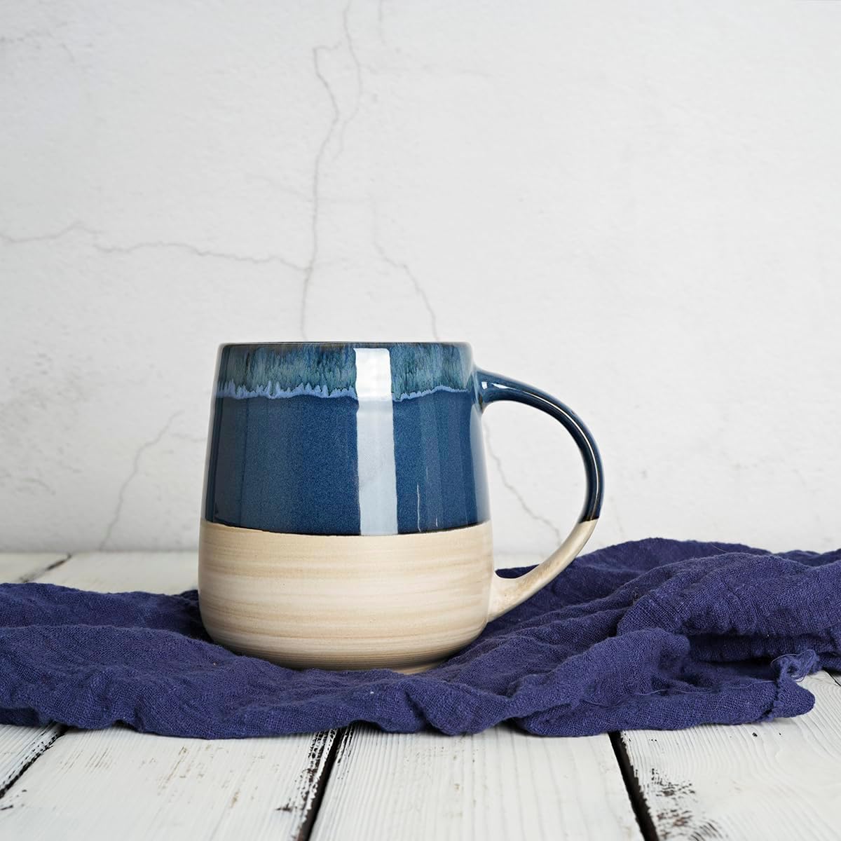 Bosmarlin Taza de café de cerámica extragrande, 23 onzas, apta para lavavajillas y microondas, taza de té grande de gran tamaño, esmalte reactivo