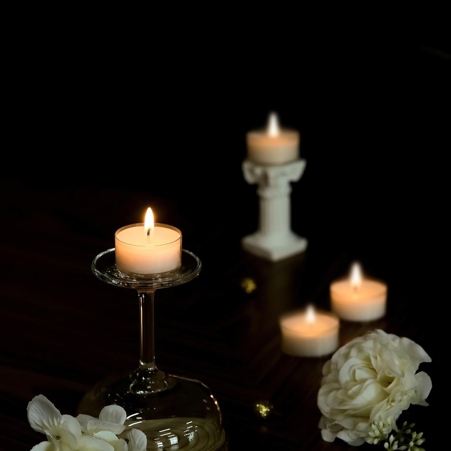 Homelights Velas de té, gigantes, 100,200,300 paquetes a granel, color blanco, sin perfume, europeo, sin humo, velas de té transparentes para