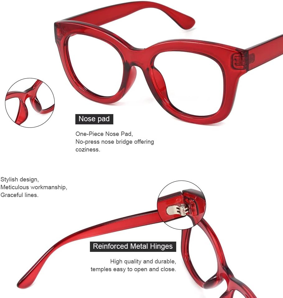 JiSoo Gafas de lectura de gran tamaño para mujeres y hombres, diseño elegante para lectores con marco grande