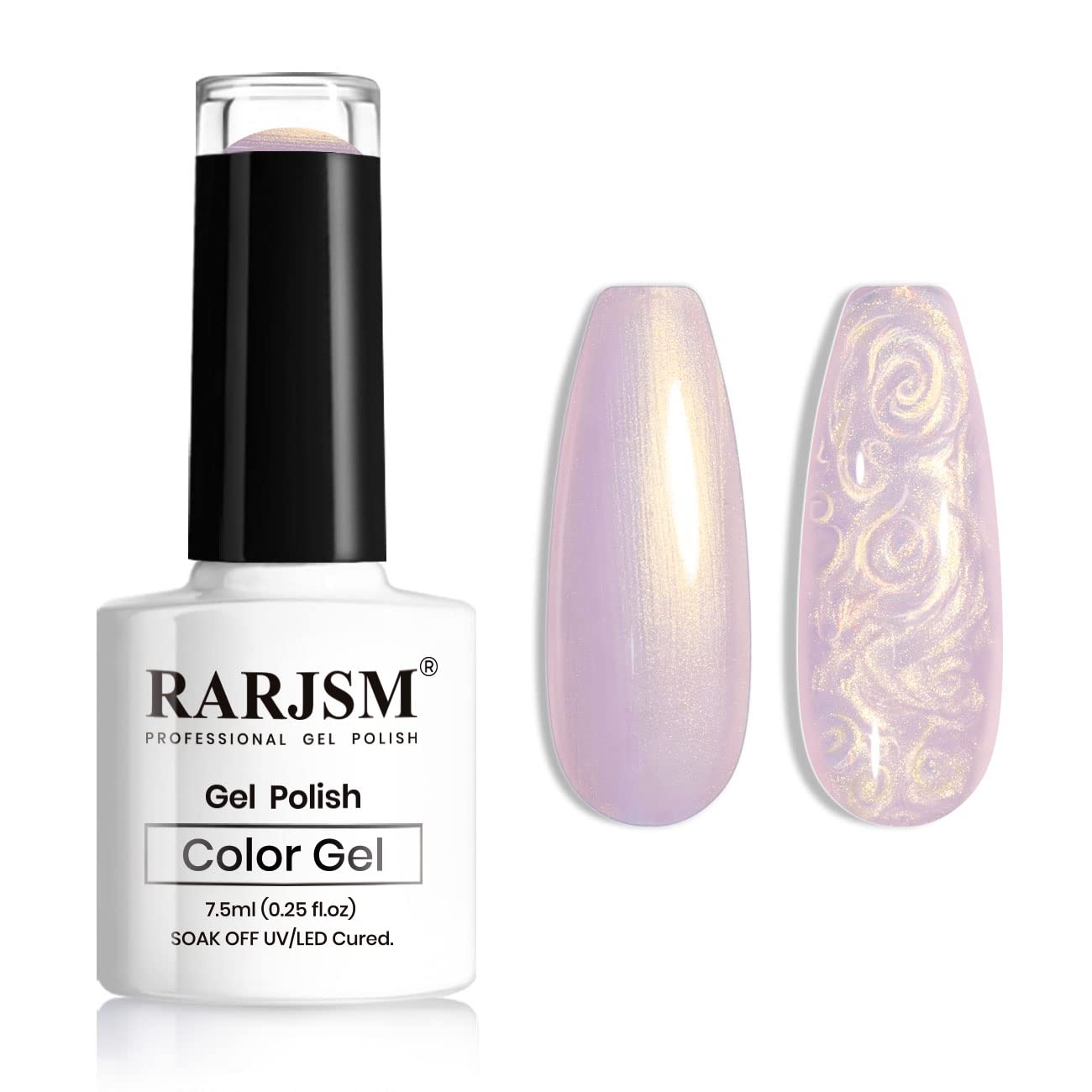RARJSM Esmalte de uñas de gel perlado lavanda púrpura perlado concha dorada brillante sirena iridiscente esmalte de uñas de gel Soak Off LED UV
