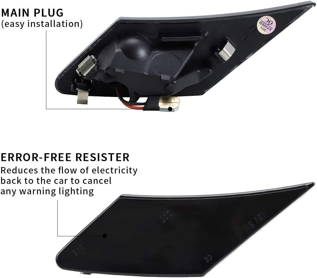 eLoveQ Lámpara de aparcamiento con luz LED ámbar para 2013-2020 Scion FR-S Subaru BRZ Toyota 86 (marcador lateral LED ahumado)