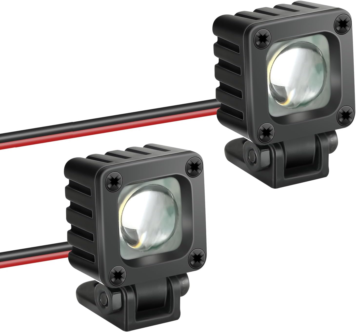 Barra de luz RC con carcasa de metal, lente rectangular, 2 unidades, luces RC Crawler Accesorios para Axial SCX10 Traxxas TRX4 TRX4M Arrma Senton