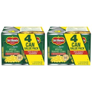 Del Monte Maíz entero dulce dorado recién cortado sin sal añadida 4-15.25 onzas, lata de 15.25 onzas (paquete de 2) Del Monte Maíz entero dulce dorado recién cortado sin sal añadida 4-15.25 onzas, lata de 15.25 onzas (paquete de 2)