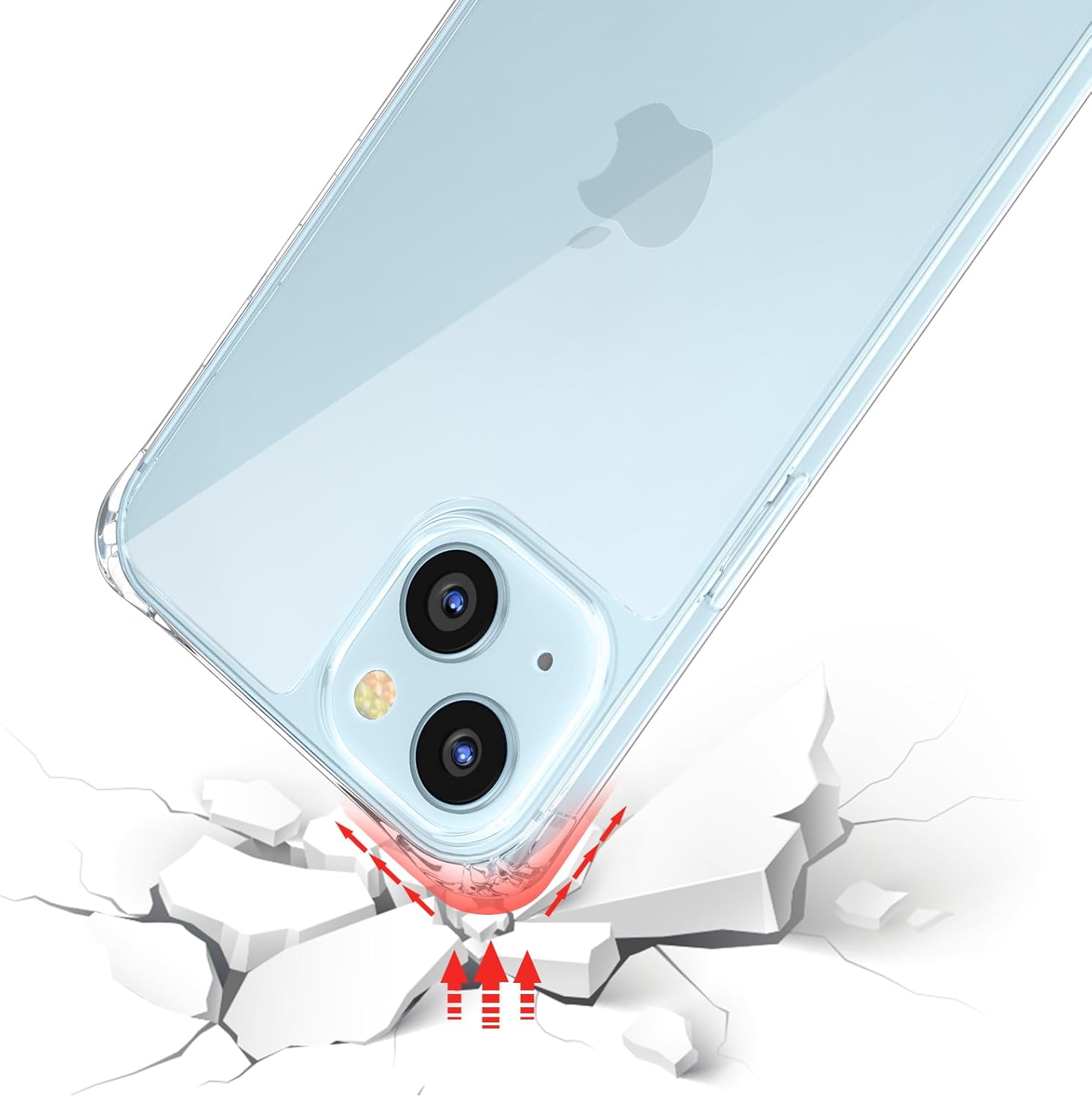 ZTOFERA Compatible con iPhone 15, funda transparente con cordón ajustable, TPU suave y delgada, a prueba de golpes, funda protectora cruzada para
