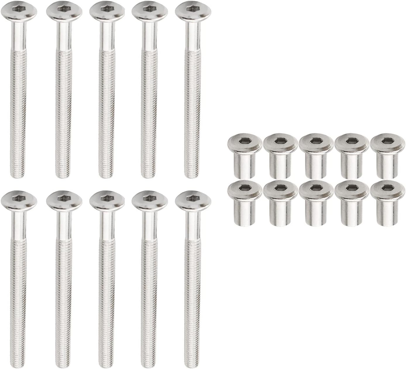 Kit de 10 piezas de pernos y tuercas de conexión para muebles M6 para cama, mesa, silla, cama de cuna o banco de trabajo, tabla de madera, gabinete,