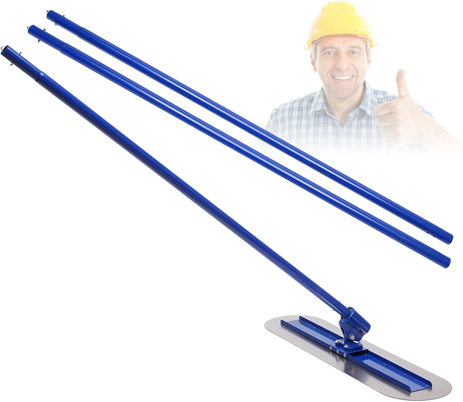 Bull Float Herramientas de hormigón, 47 x 8 pulgadas, juego de herramientas de flotación de hormigón con 3 manijas extendidas y conector de turbina,