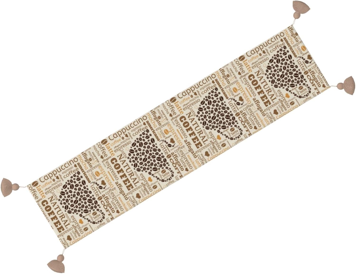 Tazas de café hechas de granos de café, camino de mesa de Navidad, decoración de mesa de comedor, decoración de Navidad, decoración de interiores