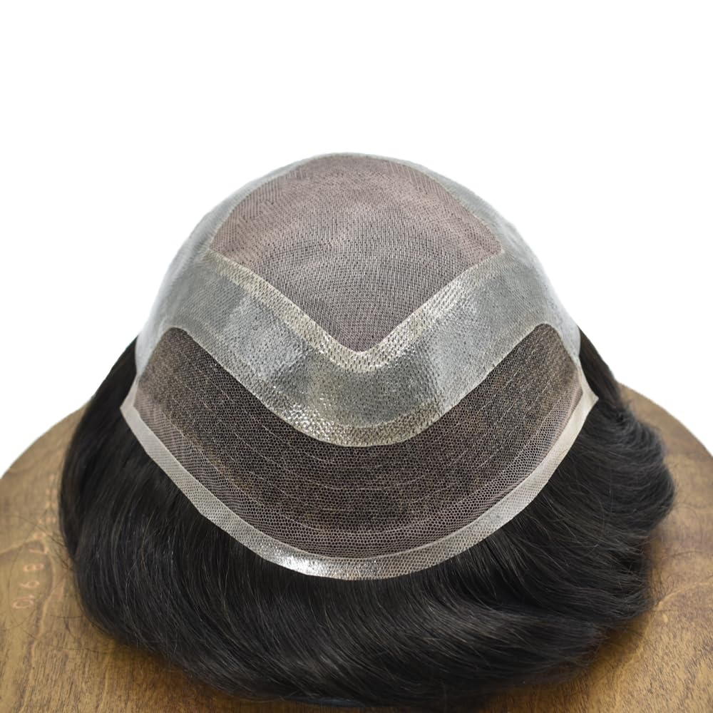 Toupee For Men Real Human Hair System For Men Toupee Black Fine Mono Mens Toupee Brown Hairpiece For Men Lace Front Hair Pieces For Men Protesis