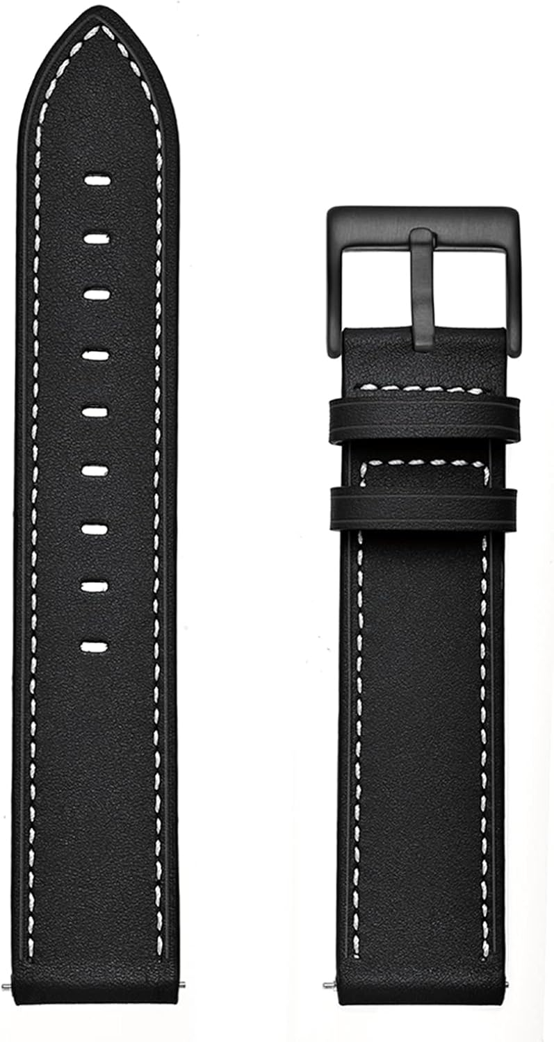 WOLLPO Correas de reloj inteligente, pulsera de repuesto de cuero, múltiples agujeros alternativos para una longitud ajustable. Correa de reloj de