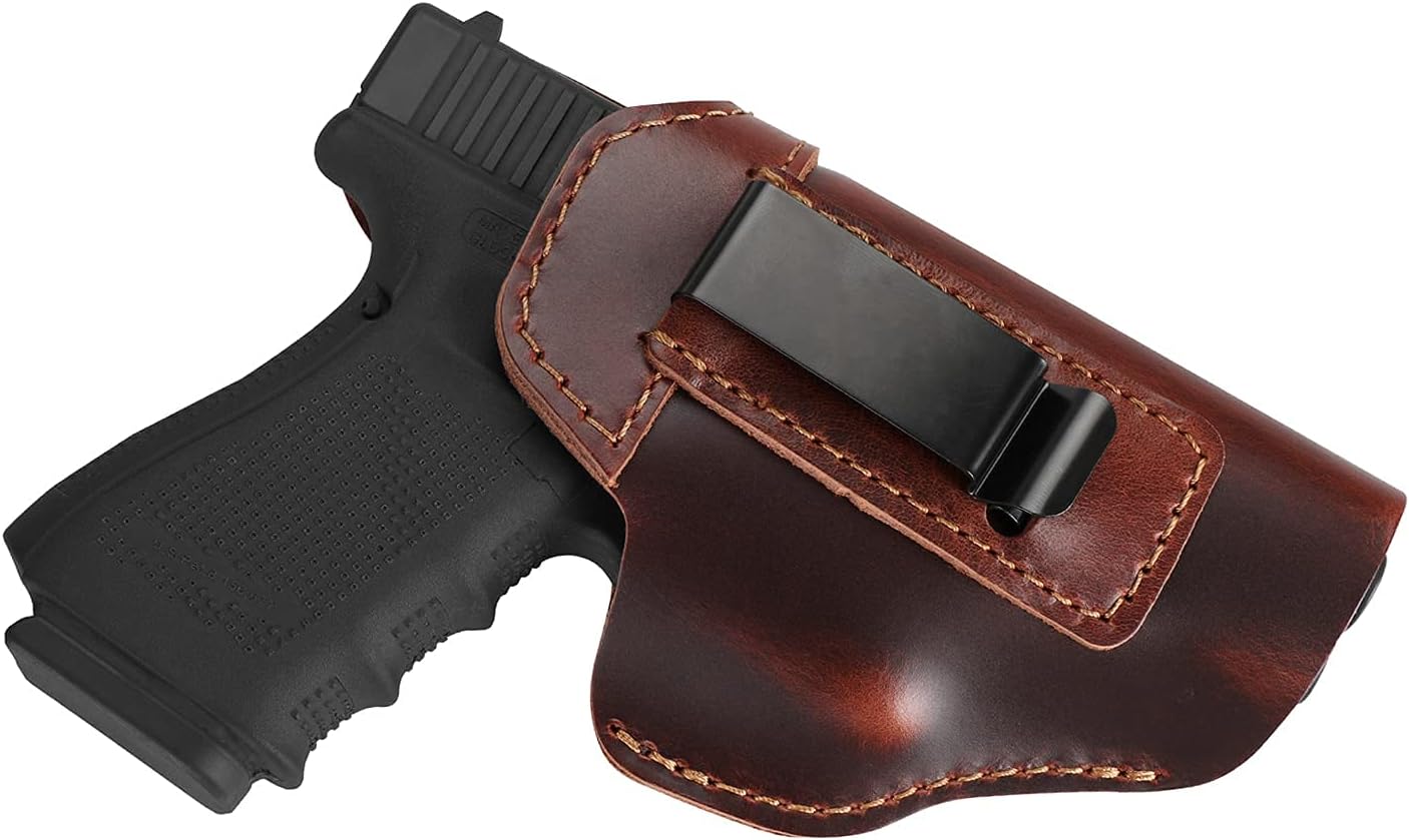 IWB – Funda de piel auténtica para Glock 194243X, Sig P365P320P220, Ruger LCPLC9SSecurity 9Max 9, Taurus G2G2CG3CGX4, Springfield HellcatXD, M&P