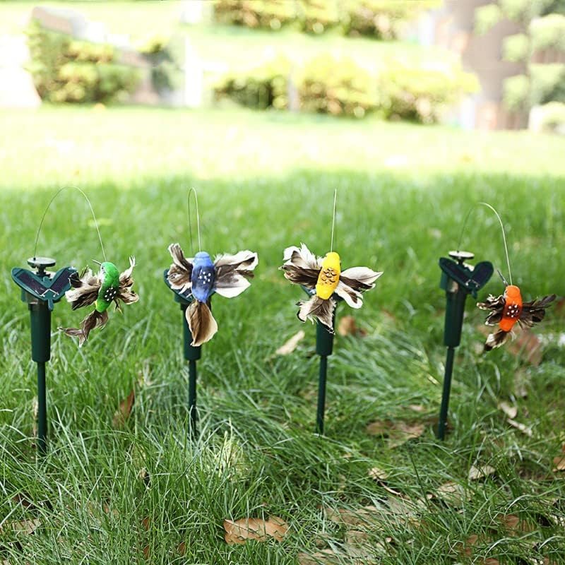 Simulación de vuelo de colibrí para decoración de jardín, decoración de ventanas, decoración de patios, alimentado por panel solar (girasol)
