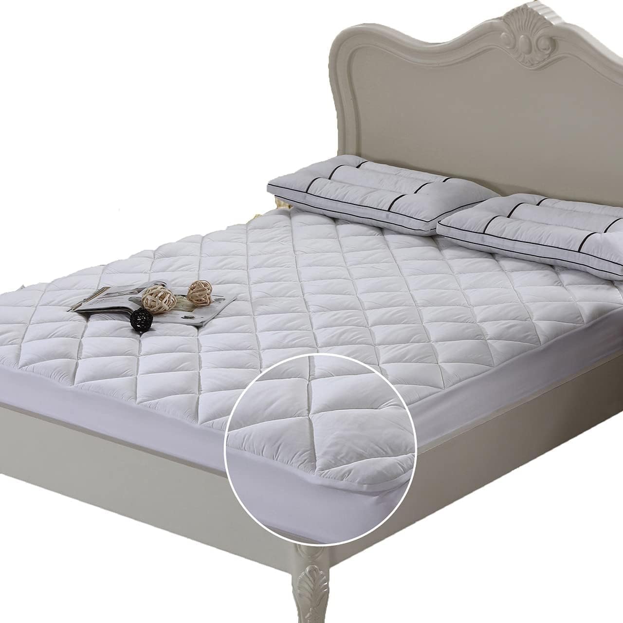 Royal Hotel Bedding Funda de colchón acolchada de bambú, tamaño matrimonial, hipoalergénica, alternativa al plumón, funda de bambú de 300 hilos, con