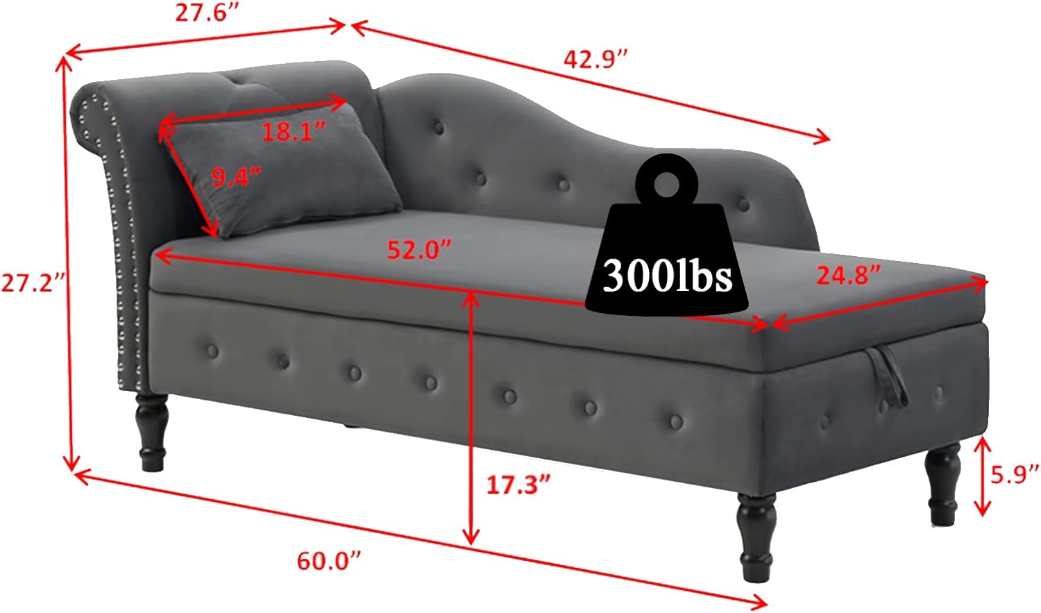 Betoko Bancos de almacenamiento de terciopelo para el extremo de la cama, con brazo enrollado de 60 pulgadas, banco otomano de almacenamiento para