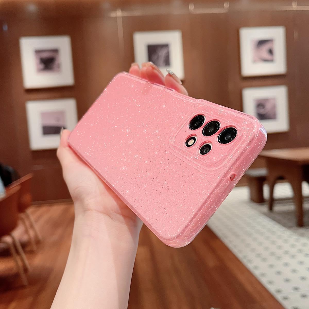 MINSCOSE Funda compatible con Samsung Galaxy A32 5G, bonita funda delgada con purpurina fina, a prueba de golpes, de TPU para mujeres y niñas, para
