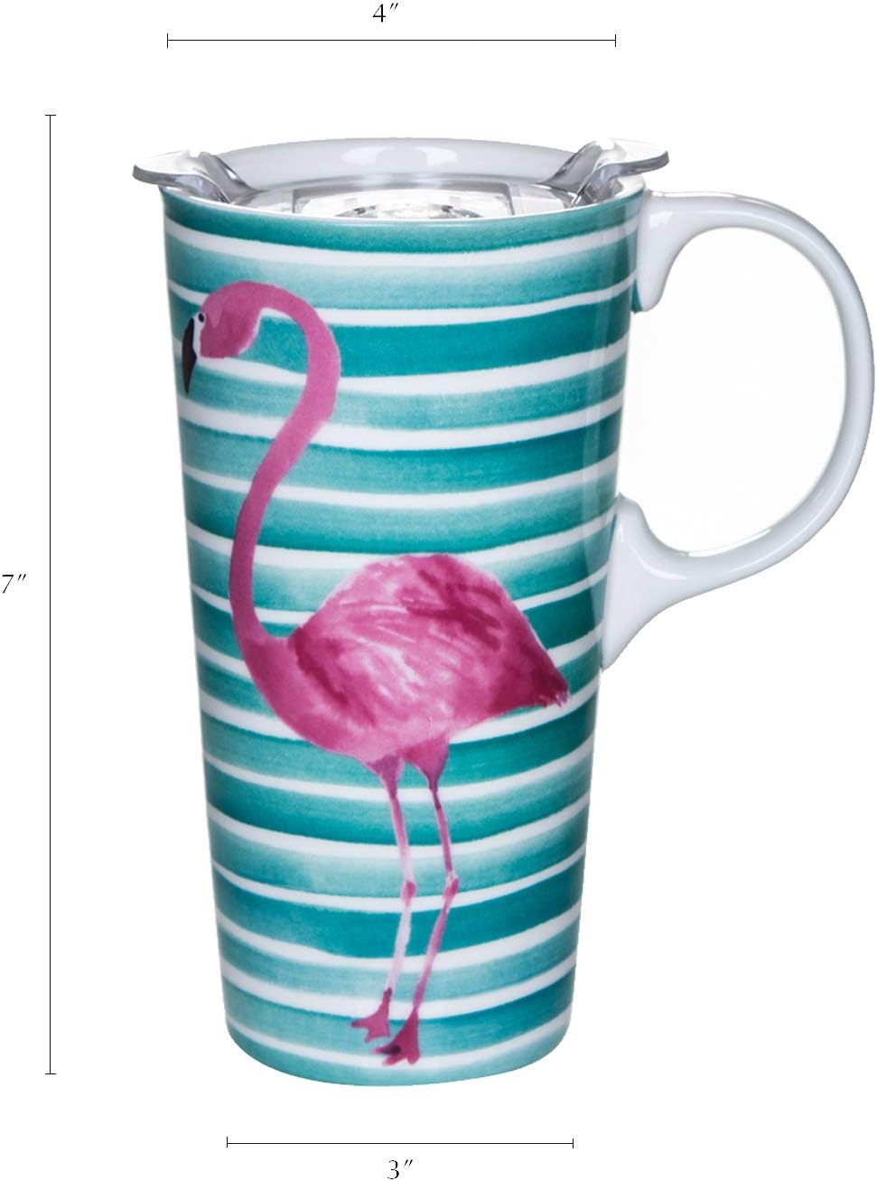 Topadorn Taza de café de cerámica con tapa Taza de cerámica con caja de regalo, flamenco