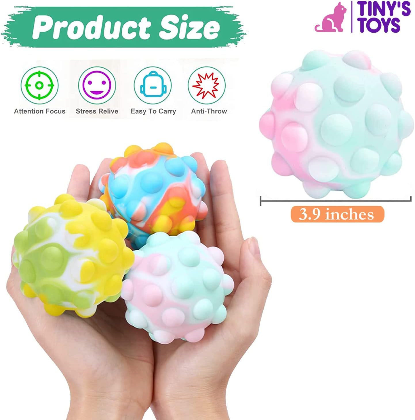 Tiny’s Toys Juguete sensorial grande con burbujas emergentes para aliviar el estrés, la ansiedad y el aburrimiento, diversión para niños, niñas y