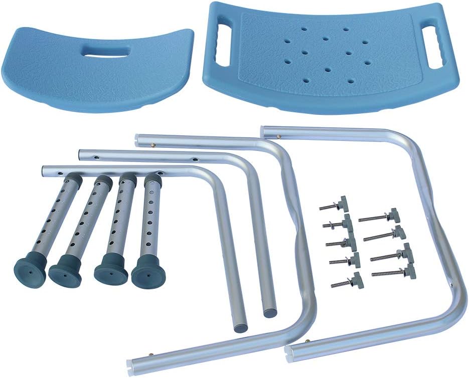 MallMall Silla de baño de altura ajustable con respaldo, taburete de ducha de aluminio de 300 libras, asiento de banco de transferencia médica de