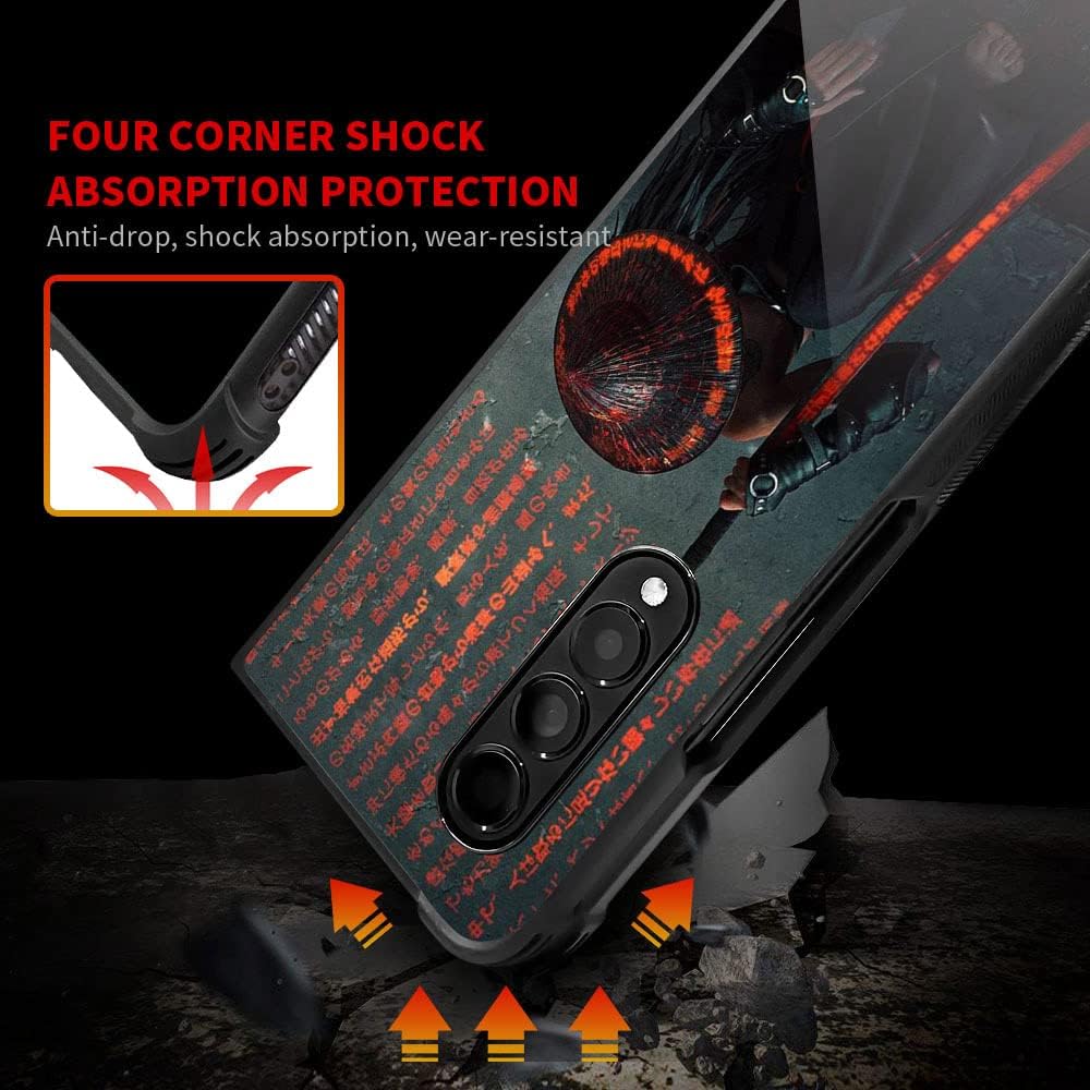 Funda compatible con Galaxy Z fold 3 5G, Samurai Galaxy Z fold 3 5G, patrón para niños y hombres, funda antiarañazos a prueba de golpes para Z fold