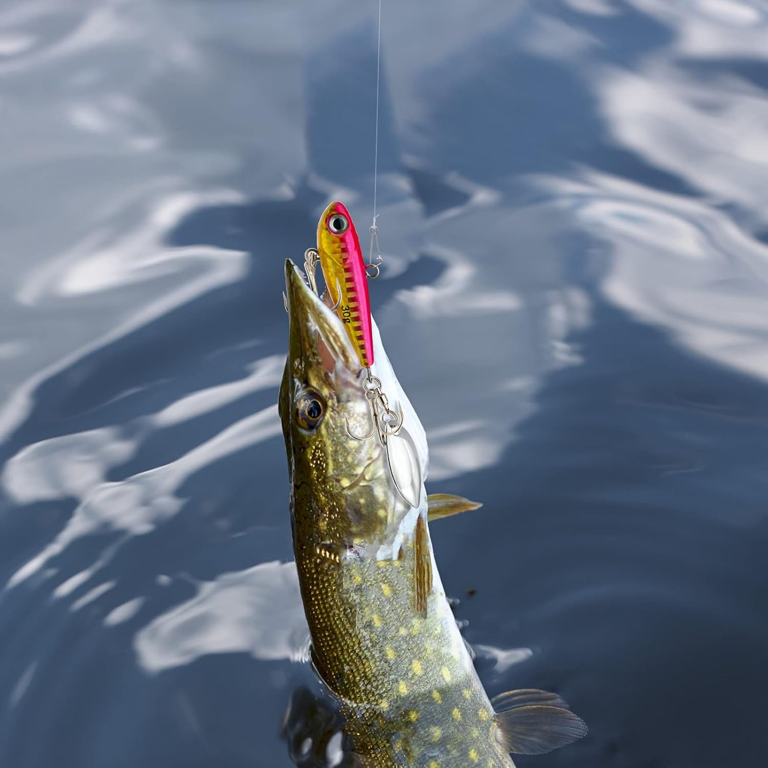 Plantillas de pesca de metal, cucharas de pesca de metal, cebo de hoja giratoria, cuchara de jigging de fundición larga, señuelo vertical duro VIB
