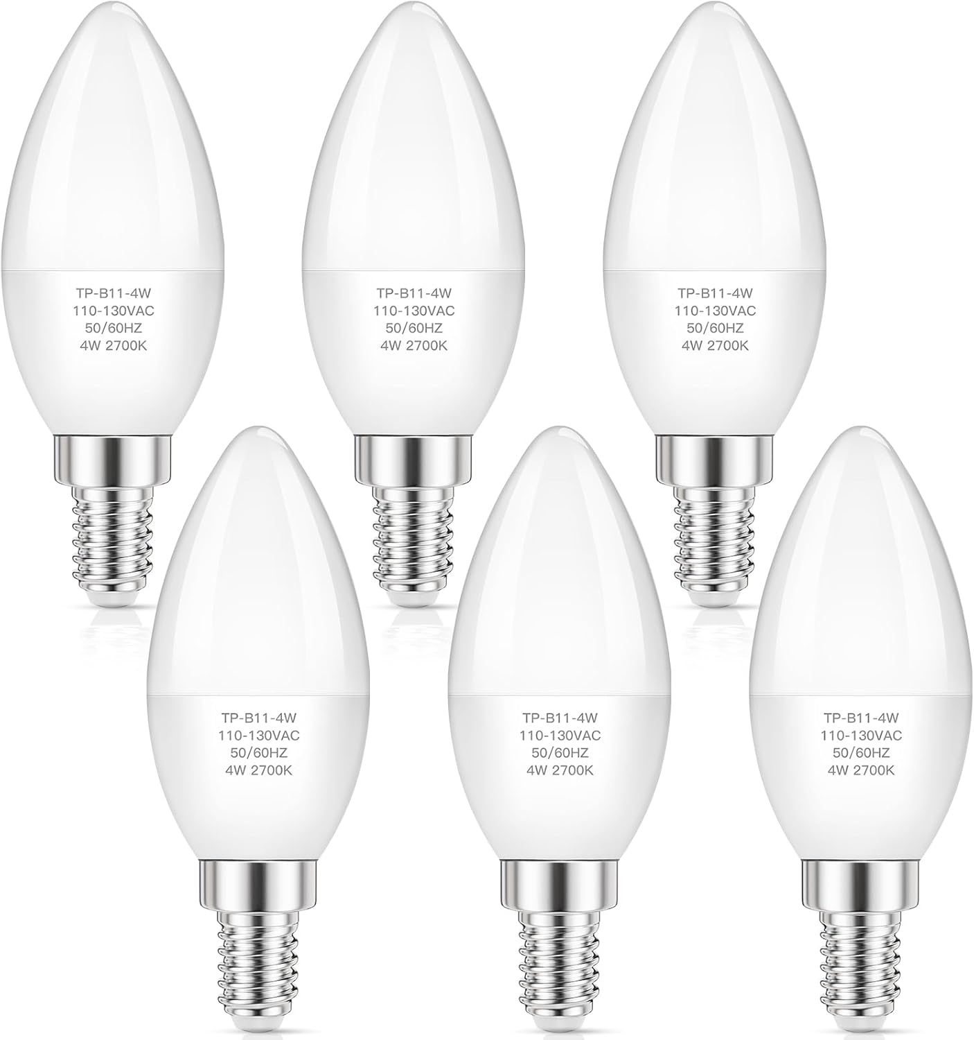 MAXvolador Bombillas LED E12 para candelabros equivalentes a 40 W, 2700 K de luz blanca cálida de 4 W, bombillas tipo B B11, bombilla base de 400