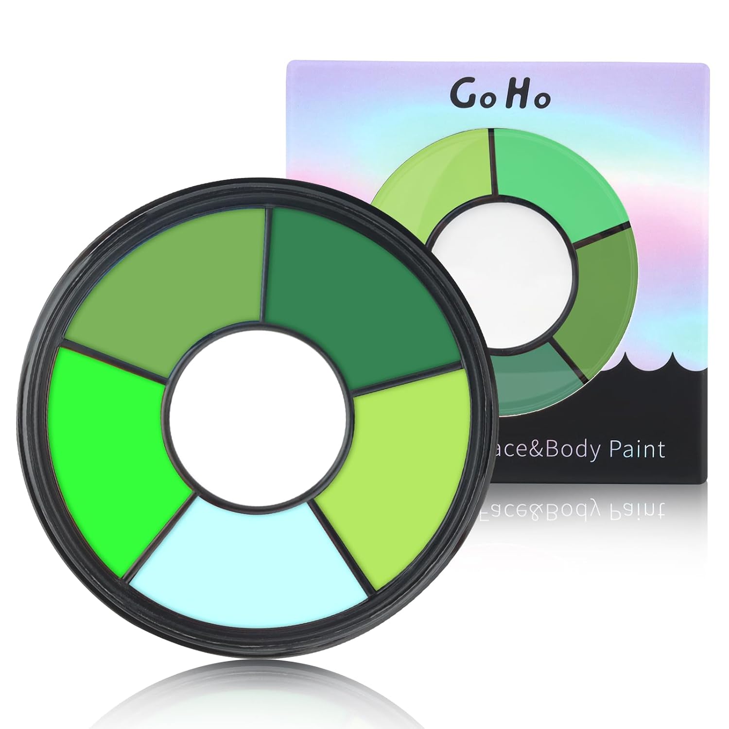 Go Ho Pintura corporal verde de 6 colores, maquillaje a base de agua crema para adultos y niños, Halloween cosplay, paleta de maquillaje FX, pintura