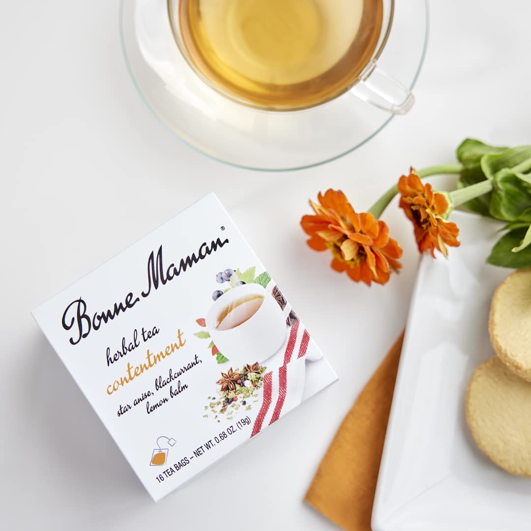 Bonne Maman Contenido de té de hierbas orgánicas mezcla de anís estrellado, grosella negra y bálsamo de limón, 16 bolsas de té (paquete de 1)