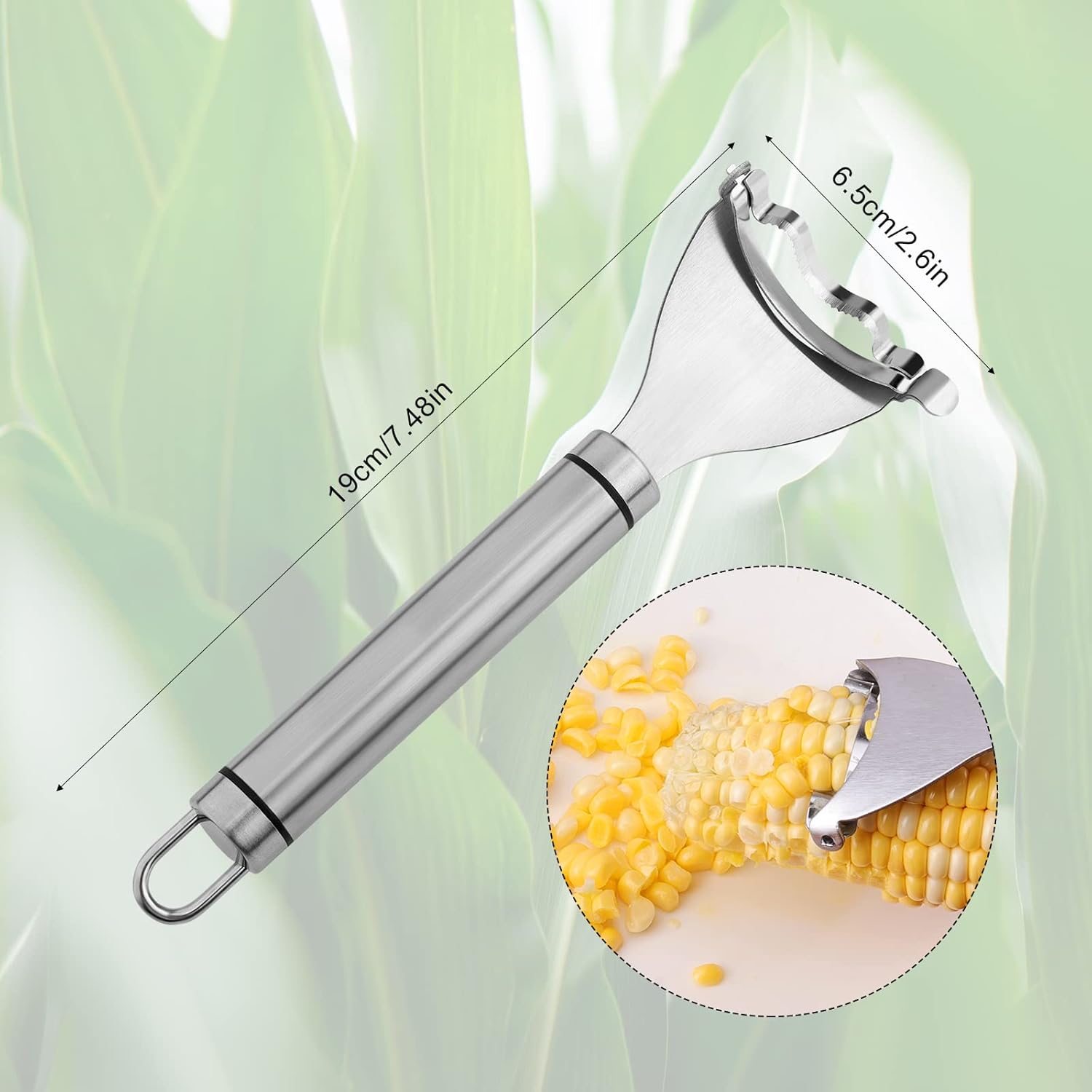 LUTER Raspador de maíz, cortador de maíz de acero inoxidable, pelador de mazorcas de maíz con mango ergonómico, cepilladora de maíz para hacer