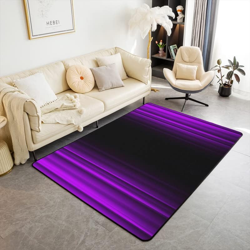 Alfombra abstracta de 5 x 7 pies, geométrica, moderna, arte abstracto, para sala de estar, dormitorio, hogar, decoración morada, negra, ultra suave,