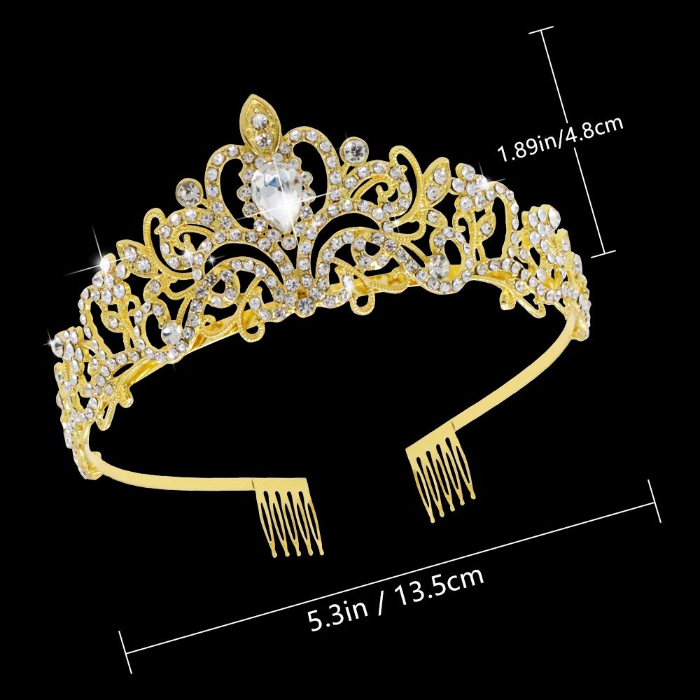 Tiaras y coronas doradas para mujer, coronas de princesa para novia, coronas elegantes con peines, diademas para mujer, para novia, boda,