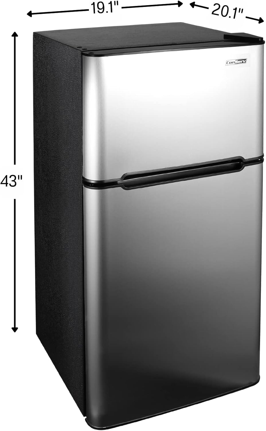 Equator Advanced Appliances Conserv Refrigerador compacto de 2 puertas de 19 pulgadas de acero inoxidable 4.5cf puerta reversible 110V
