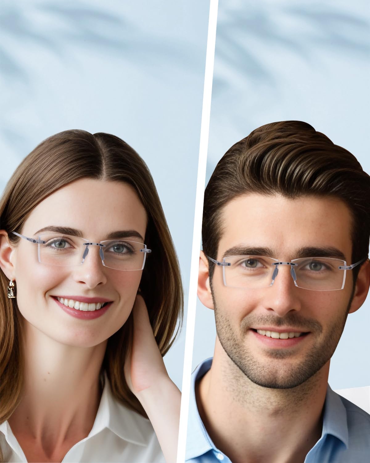TERAISE Anteojos de lectura sin montura cómodos, ligeros, sin marco, para hombres y mujeres, con bloqueo de luz azul, lentes de computadora