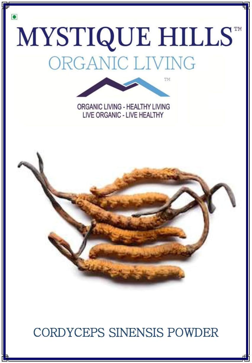 Astha Mystique Hills Organic Cordyceps sinensis Polvo (Hongos Caterpillar) Ophiocordyceps sinensis Champiñón, 1.76 oz