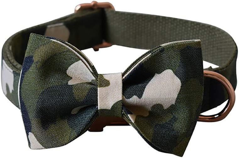 Love Dream Collar de perro con corbatín, collar de perro de camuflaje resistente con hebilla de metal de liberación rápida, collares de perro