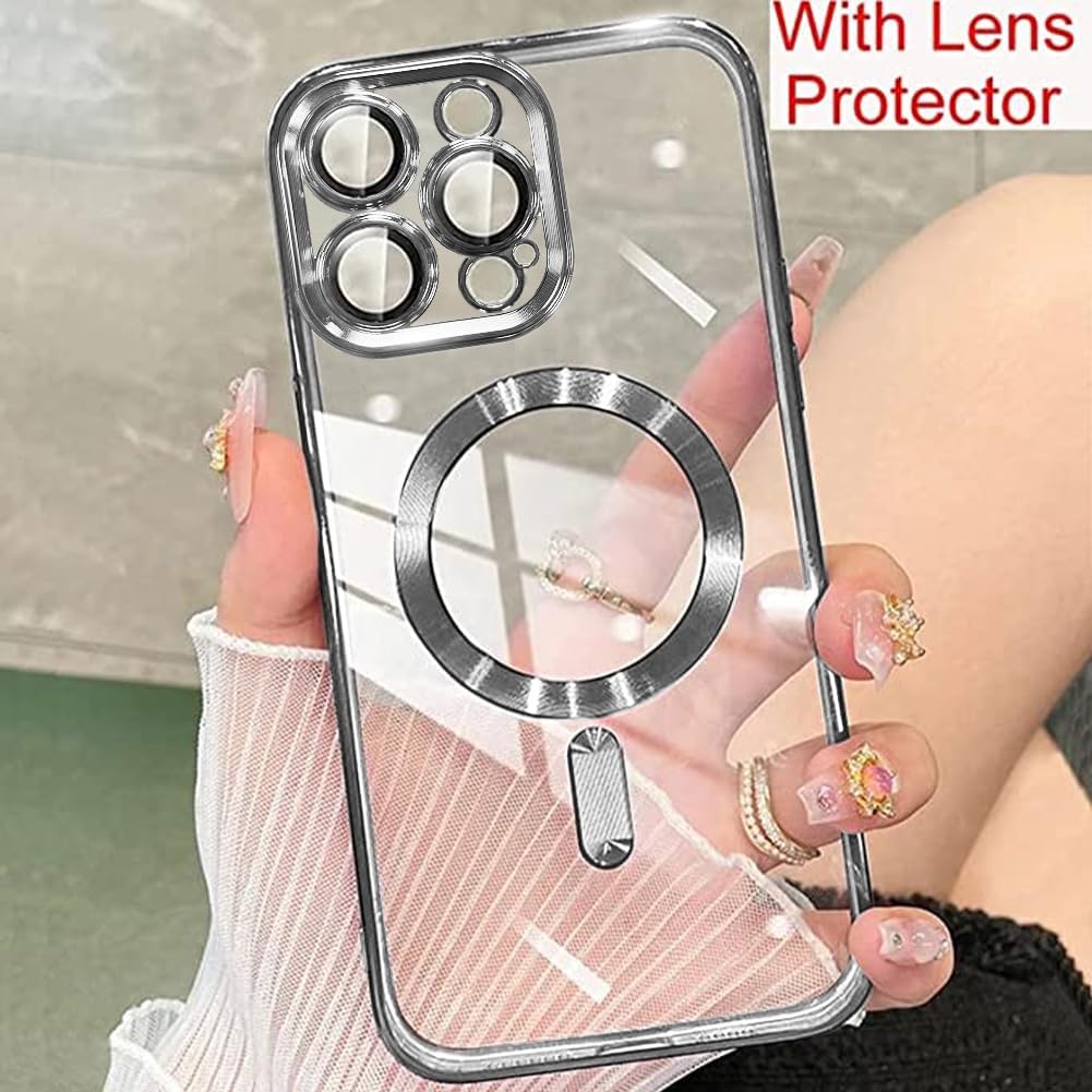 ZIYE Funda magnética para iPhone 15 Pro compatible con MagSafe protección completa de la cámara, cubierta de lujo para mujeres y hombres, funda