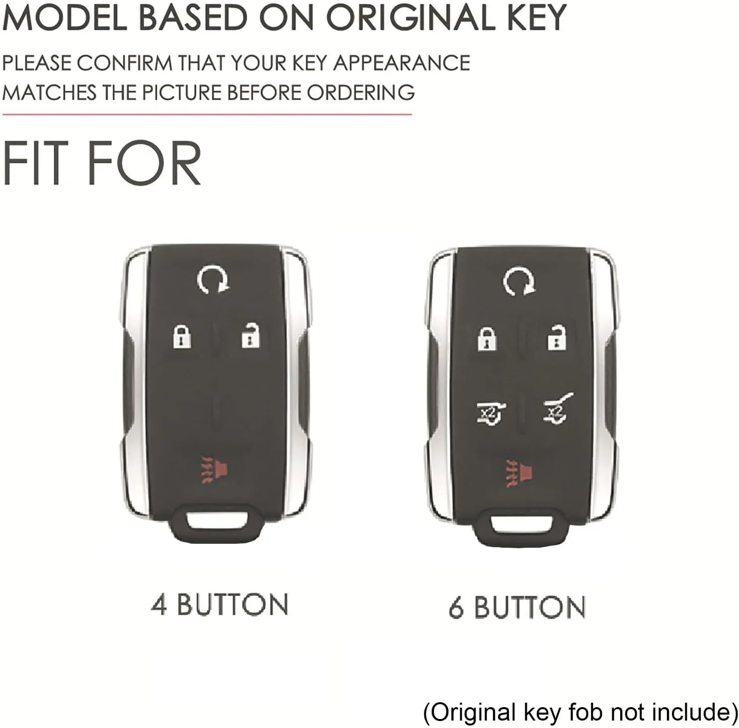 Funda de cuero genuino para llavero inteligente de 4 botones para GMC Canyon Remote Key Holder Protector (negro)
