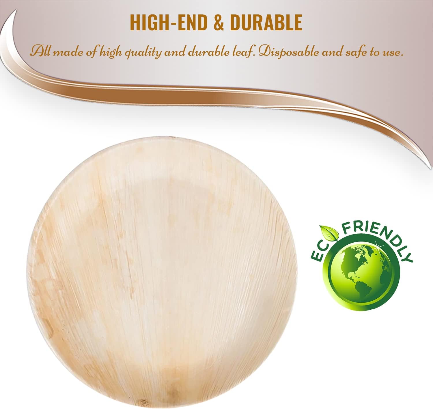 Platos desechables ecológicos de hoja de palma de 10 pulgadas, platos redondos 100% biodegradables y compostables a granel para fiestas temáticas