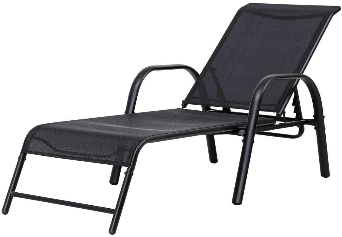 Giantex Tumbona de patio al aire libre, sillas de salón ajustables, muebles de asiento de patio, 5 posiciones ajustables, tumbona para patio trasero
