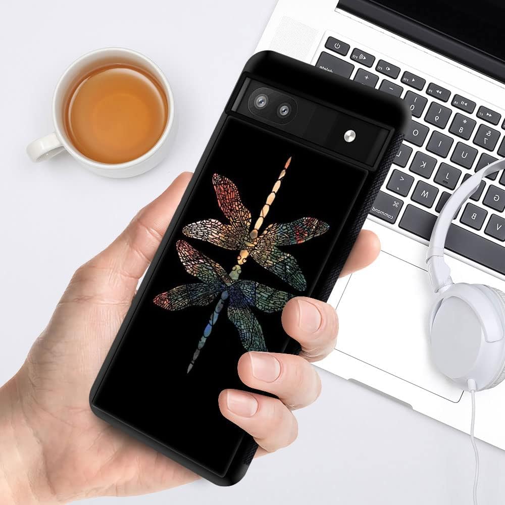 ZHEGAILIAN Funda compatible con Google Pixel 6A, diseño colorido de libélula en la parte posterior, silicona suave, TPU anticaída, antideslizante,