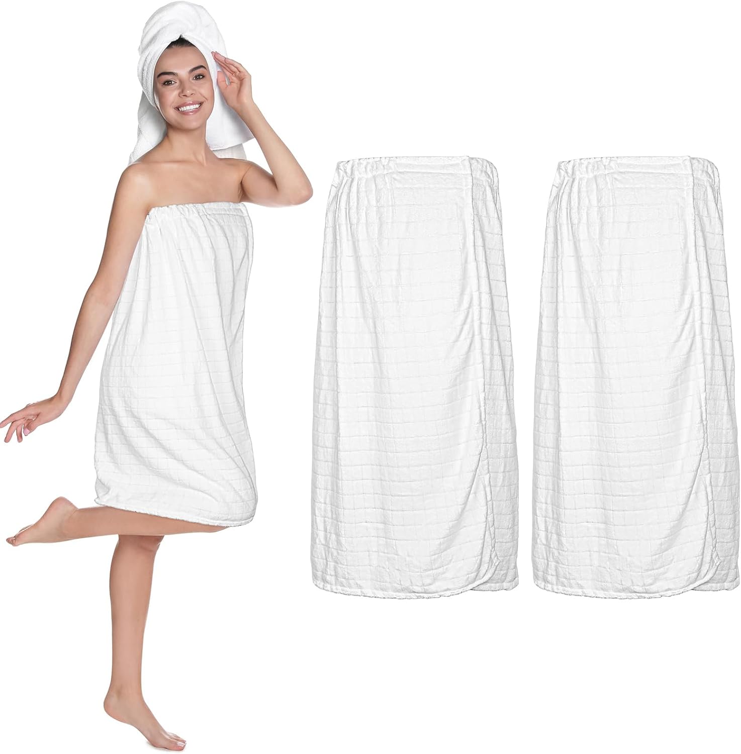 2 toallas envolventes para mujer, bata de spa ligera con cierre ajustable, parte superior elástica, suave bata de baño para spa