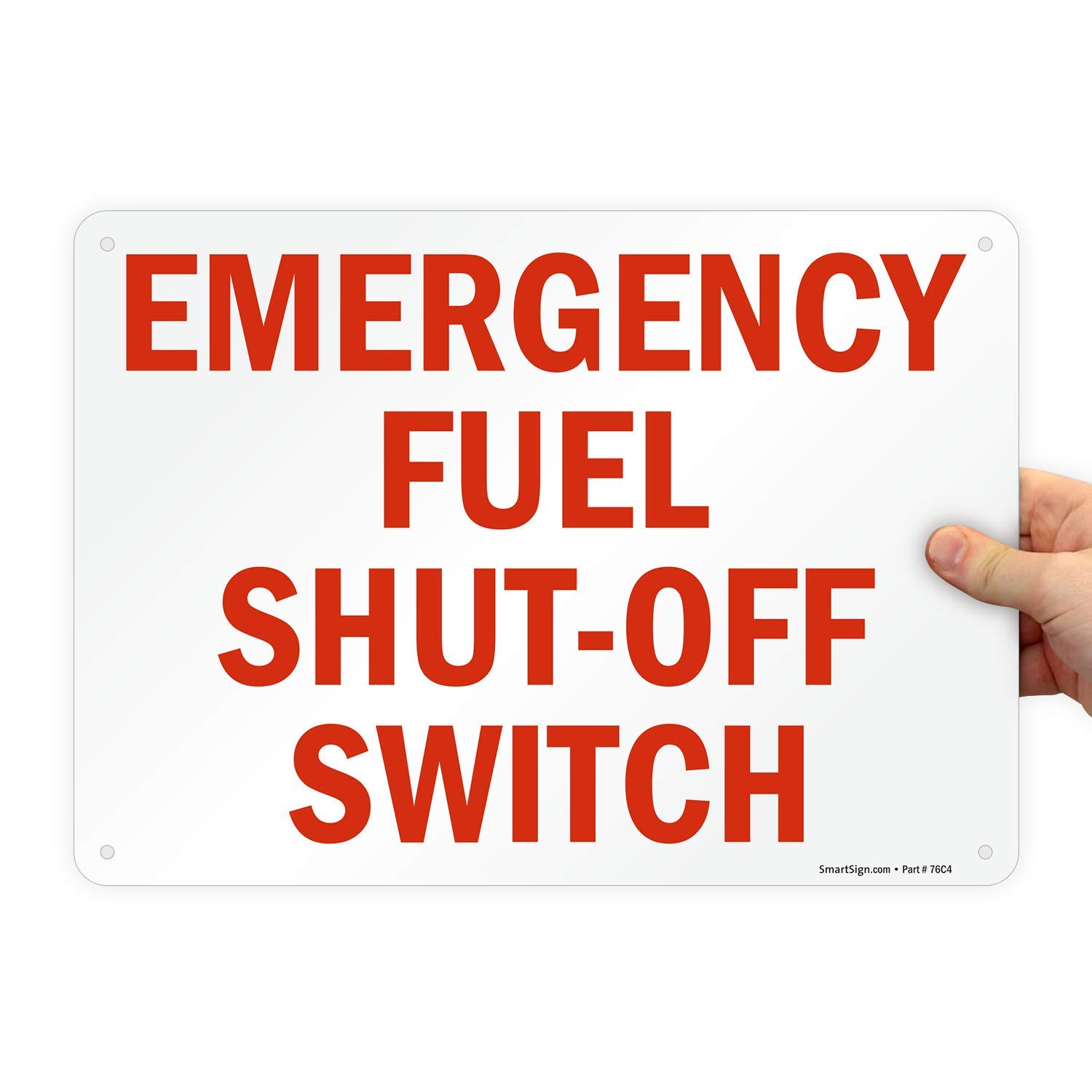 SmartSign Letrero de metal con “Interruptor de apagado de combustible de emergencia” de 10 x 14 pulgadas, serigrafiado, aluminio laminado a prueba