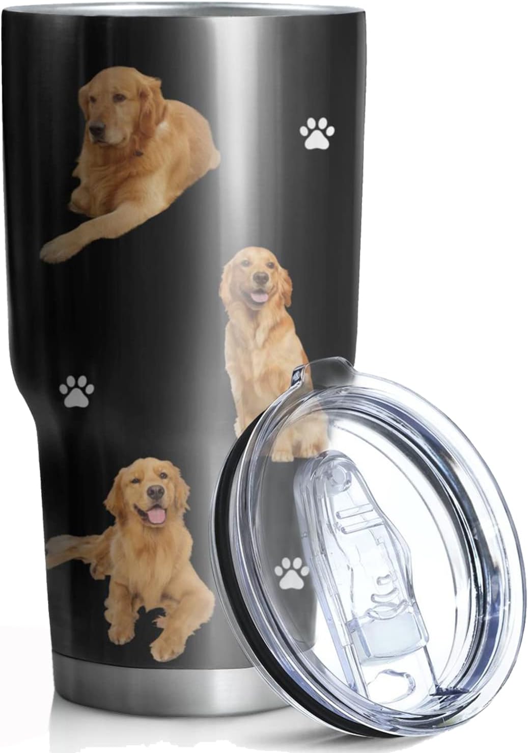Divertido vaso de perro Golden Retriever de regalo para mujereshombres, doble pared de acero inoxidable aislado al vacío, vasos de agua para