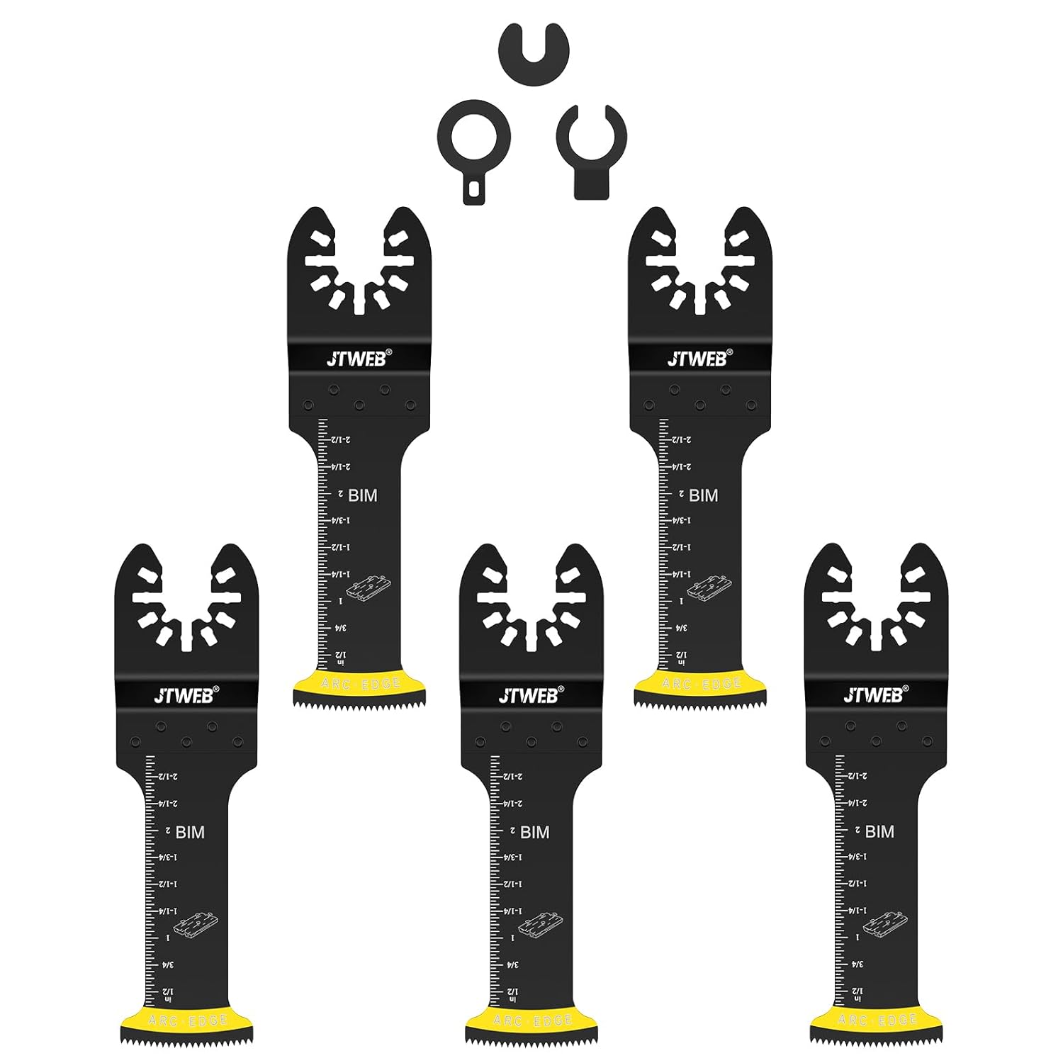 JTWEB 5 cuchillas multiherramienta extralargas, cuchillas bimetálicas con borde de arco para metal, clavos y madera. Hojas de sierra oscilantes para